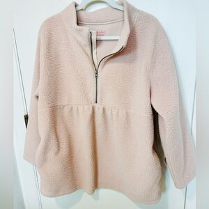 Womens Collared Sherpa Sweater Sweatshirt 1/2 Zip Isabel Maternity pale pink M